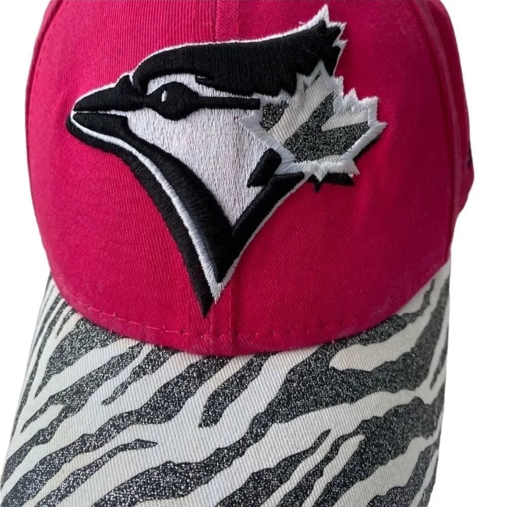 Youth New Era Toronto Blue Jays Pink Zebra Print 9FORTY Adjustable Hat Cap